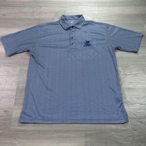 Horn Legend Polo Shirt Mens Large Blue Gingham Chimera Golf Performance Logo